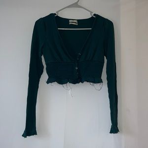 Women’s Turqoise fitted crop top long-sleeve